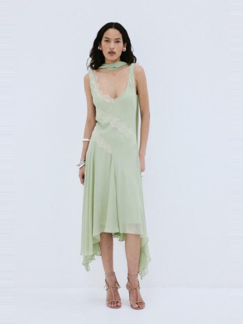 De La Vali AURORA MIDI DRESS IN MINT GREEN VISCOSE GEORGETTE