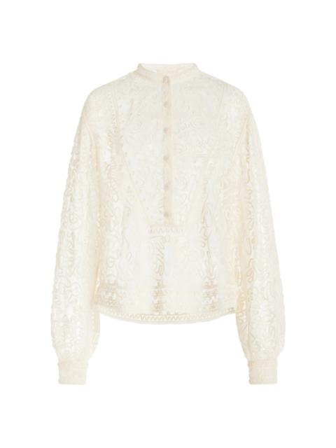 Esme Embroidered Tulle Top ivory