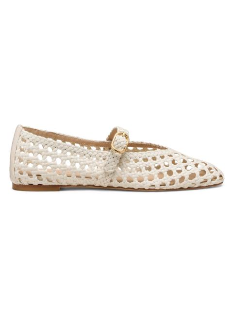 Stuart Weitzman Women's Prim Woven Leather Mary Janes - Cream
