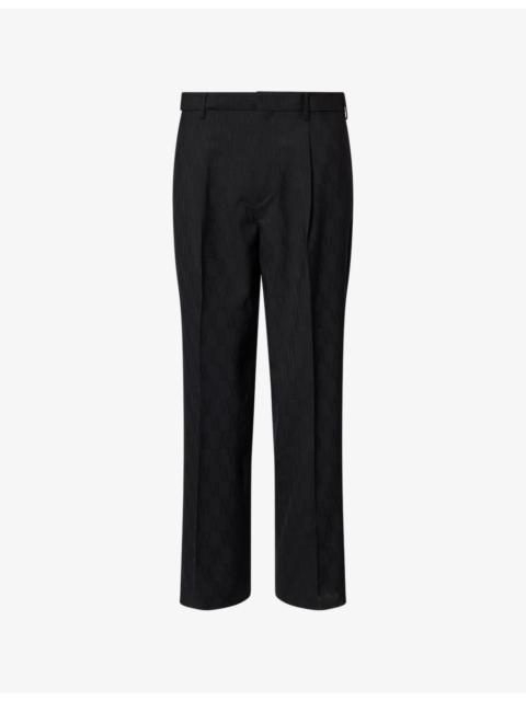 Marni Geometric Jacquard Straight-Leg Wool Trousers