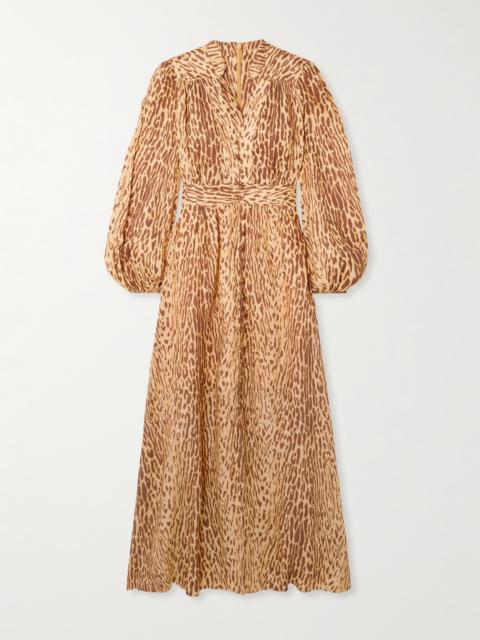 Zimmermann Cascadian Leopard-print Linen Maxi Dress