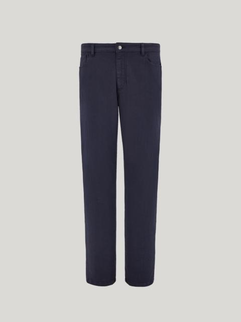 Canali NAVY BLUE REGULAR FIT FIVE POCKET DENIM COTTON PANTS