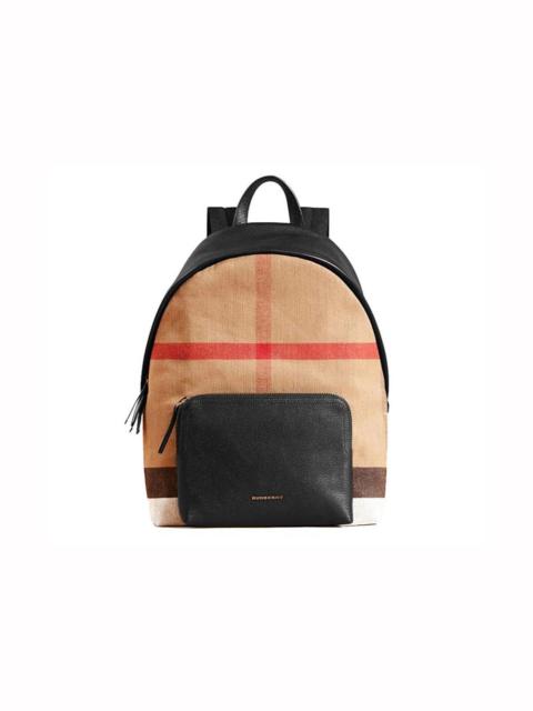 Burberry Burberry Abbeydale House Check Canvas and Leather Backpack Large Tan/Black