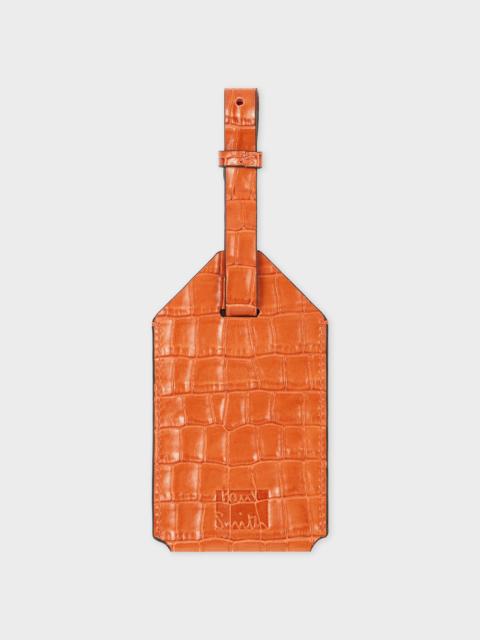 Paul Smith Orange Croc-Emboss Leather Luggage Tag