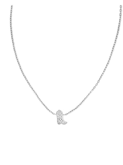 KENDRA SCOTT Tiny Cowboy Boot 14k White Gold Pendant Necklace in White Diamond