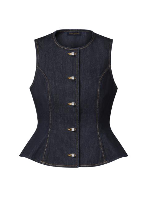 Louis Vuitton Signature Button Indigo Denim Top
