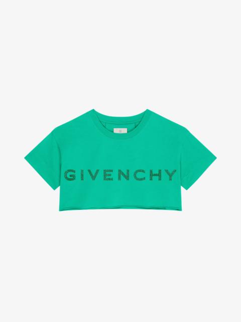 Givenchy CROPPED T-SHIRT IN COTTON WITH GIVENCHY RHINESTONES