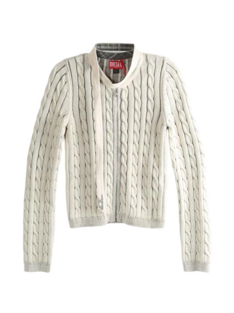 Diesel cable-knit zip cardigan