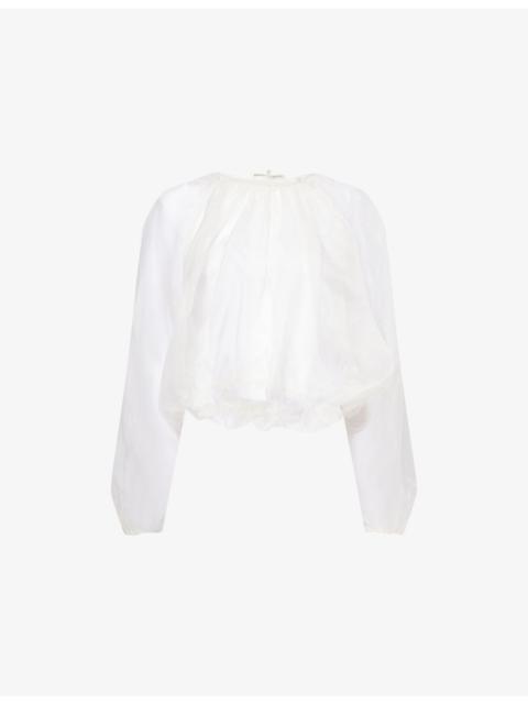 FRAME The Sheer Balloon Silk Blouse