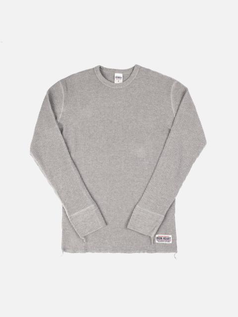 Iron Heart IHTL-1301-GRY Waffle Knit Long Sleeved Crew Neck Thermal Top - Grey