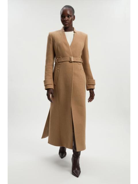 KAREN MILLEN Petite Wool Investment Notch Neck Belted Detail Tailored Maxi Coat