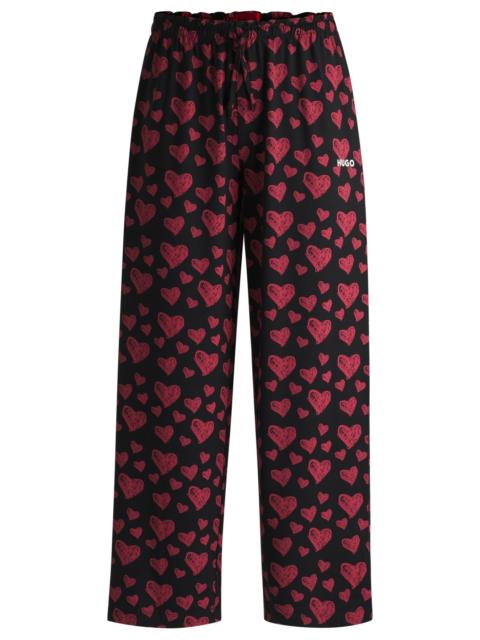 HUGO MODAL-BLEND JERSEY PAJAMA BOTTOMS WITH REPEAT HEART PRINT