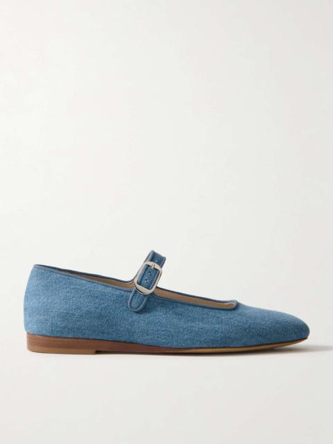 LE MONDE BÉRYL Grosgrain-trimmed denim Mary Jane ballet flats