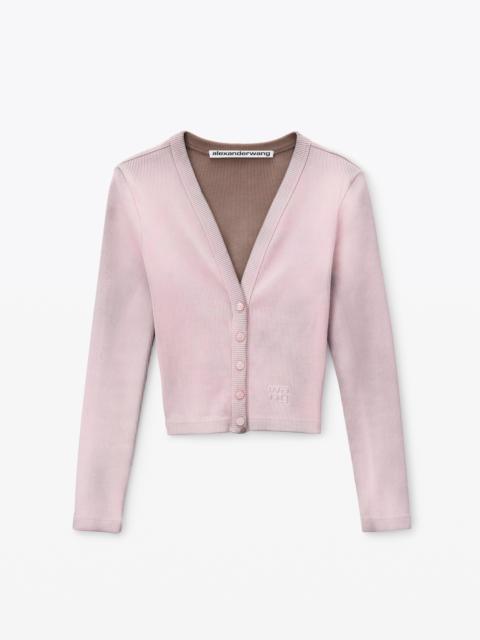 Alexander Wang Logo Embossed Cropped V-Neck Cardigan