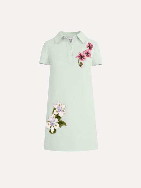 Oscar de la Renta DOMINICAN MIXED-FLORAL THREADWORK SHIFT DRESS