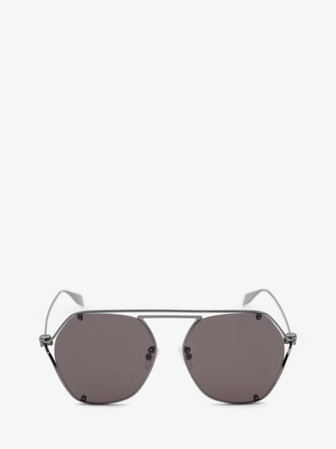 Alexander McQueen Skull Hinge Geometrical Sunglasses in Ruthenium