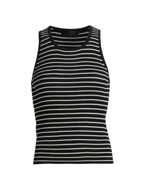 NILI LOTAN Women's Lottie Striped Silk Tank - Black Thin Ivory Stripe
