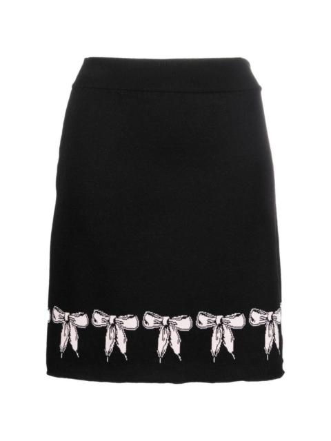 bow intarsia-knit skirt