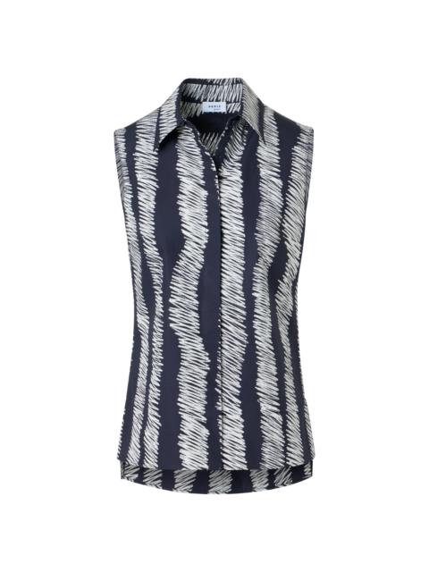 AKRIS Women's Scribble Cotton Poplin Sleeveless Blouse - Black Cream
