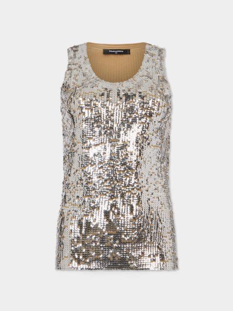 DSQUARED2 CHIC NIGHT ALL OVER PAILLETTES TANK TOP