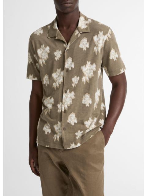 Vince Blurred Roses Cotton Short-Sleeve Button-Front Shirt