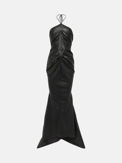 MATICEVSKI Ambergris draped leather gown