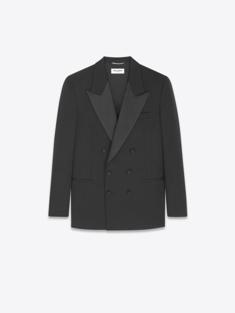 SAINT LAURENT double-breasted tuxedo jacket in grain de poudre