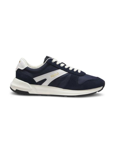 HUGO SUEDE-TRIM SNEAKERS WITH LOGO DETAILS