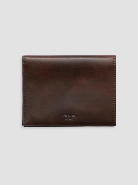 Prada Men's Antiqued Leather Wallet - Brown