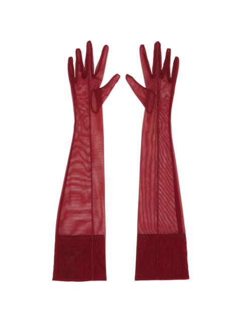 MUGLER Red Mesh Gloves.