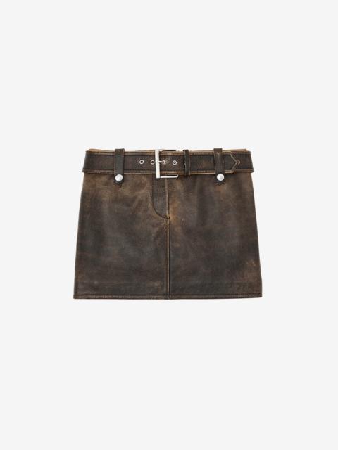 Alexander McQueen Brushed Leather Mini Skirt