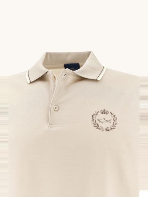 Paul & Shark POLO SHIRT IN AQUA TOUCH COTTON WITH HERALDIC EMBROIDERY