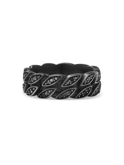 DAVID YURMAN Men's Curb Chain Band Ring in Black Titanium - Black Diamond