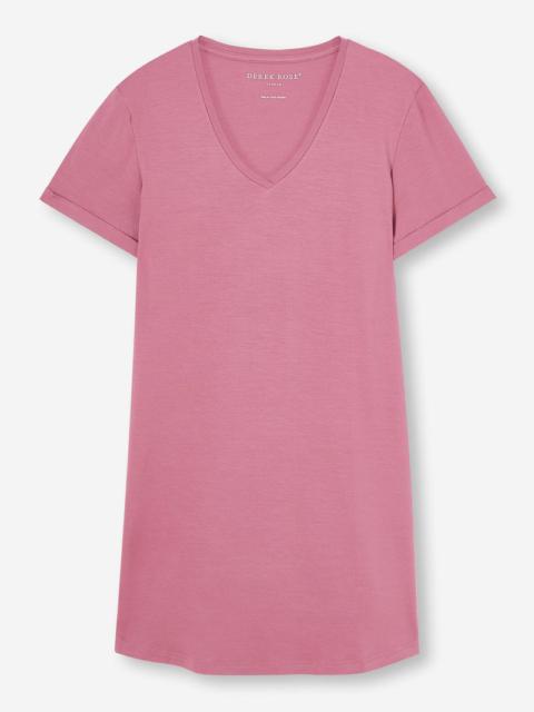 Derek Rose Women's V-Neck Sleep T-Shirt Lara Micro Modal Stretch Orchid Purple