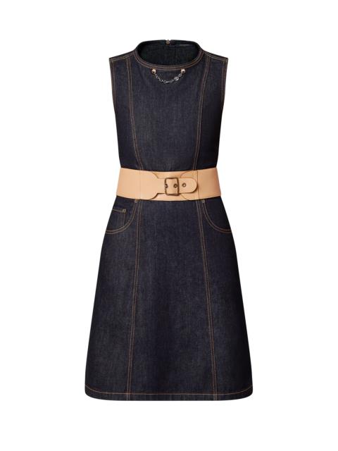 Louis Vuitton Eyelet Belt Denim Dress