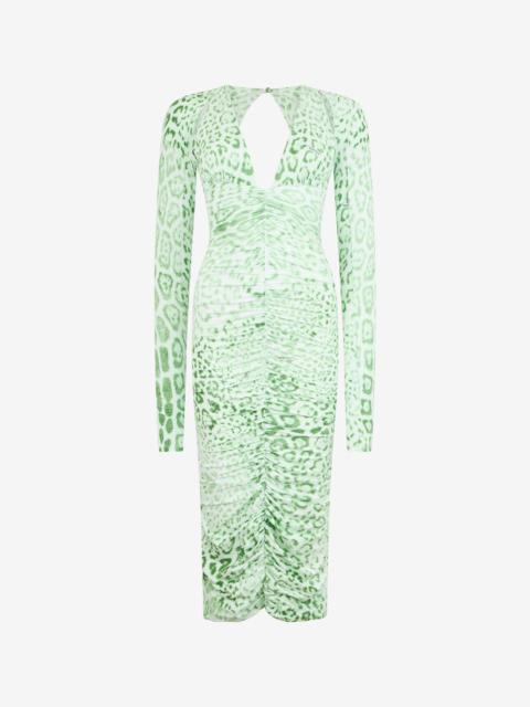 Roberto Cavalli Jaguar Mint Print Midi Dress