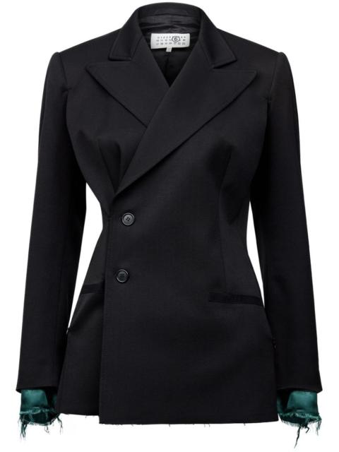 MM6 Maison Margiela logo-patch twill blazer