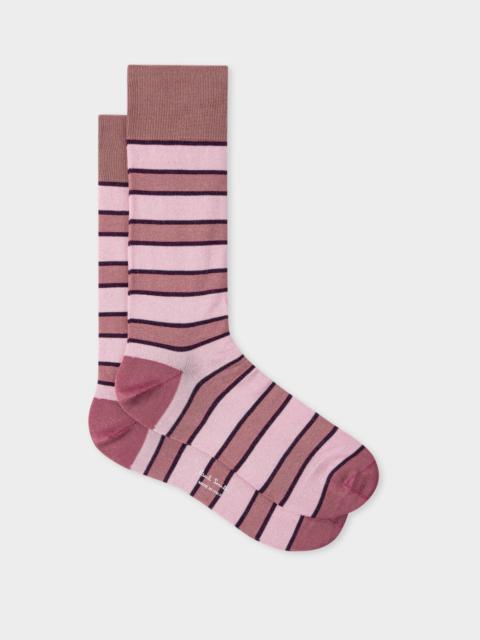 Paul Smith Light Brown And Pink Painted Stripe Socks