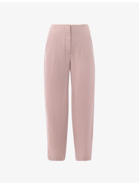 WHISTLES Barrel-Leg High-Rise Linen Trousers