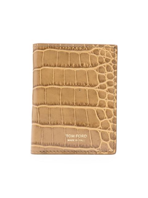 crocodile-embossed bi-fold wallet