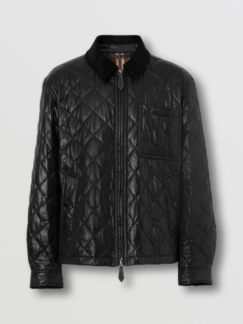 Logo Detail Diamond Quilted Nylon Bomber Jacket