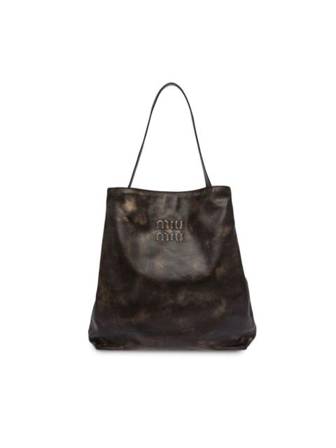 Miu Miu embossed-logo leather tote bag