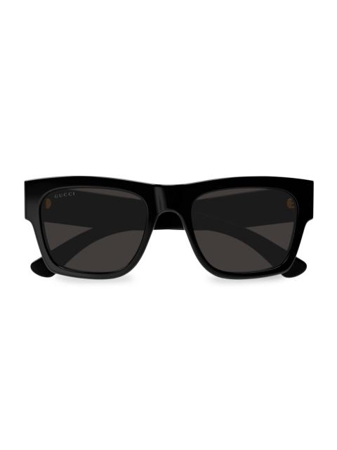 GUCCI Men's 54MM Squared Sunglasses - Gold Black