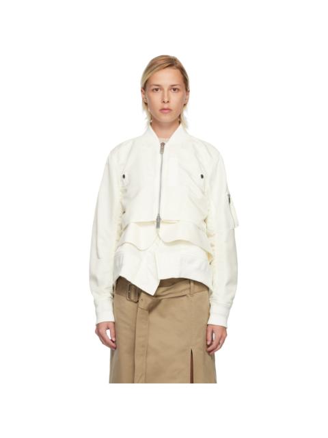sacai Off-White Nylon Twill & Wool Melton Blouson Jacket