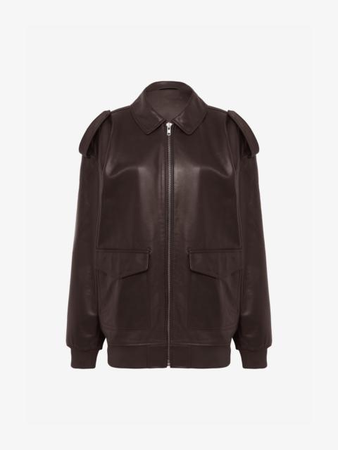 The Frankie Shop Viper Leather Jacket - Brown