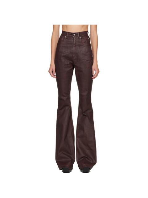 Rick Owens DRKSHDW Burgundy Concordians Bolan Bootcut Jeans