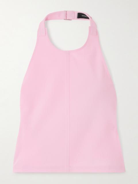 WARDROBE.NYC Open-back Grain De Poudre Wool Halterneck Top