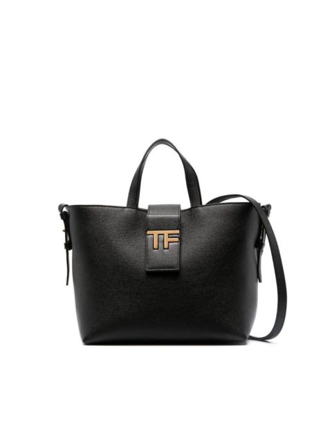 logo-plaque leather tote bag