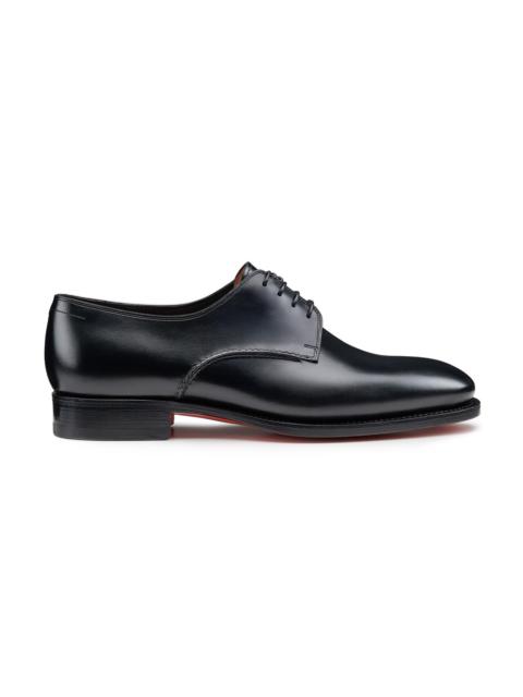 Santoni Men's black leather Derby shoe