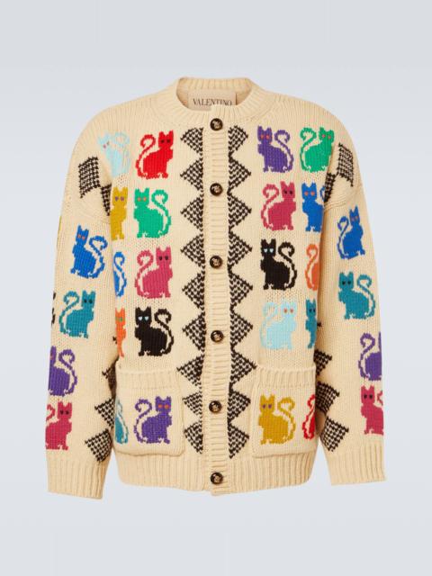 Valentino Jacquard virgin wool cardigan